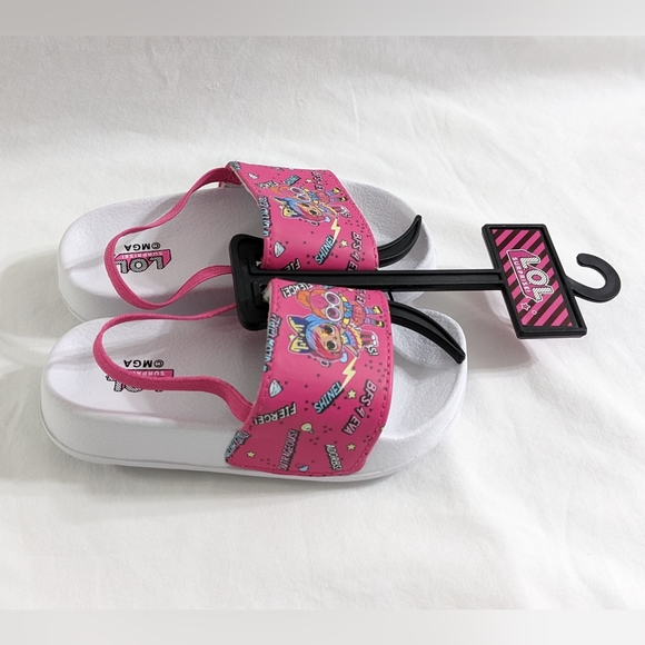 L.O.L. Surprise! Toddler Girls Pink & White Strap Slide Sandals, Size 7, NEW - Picture 5 of 5